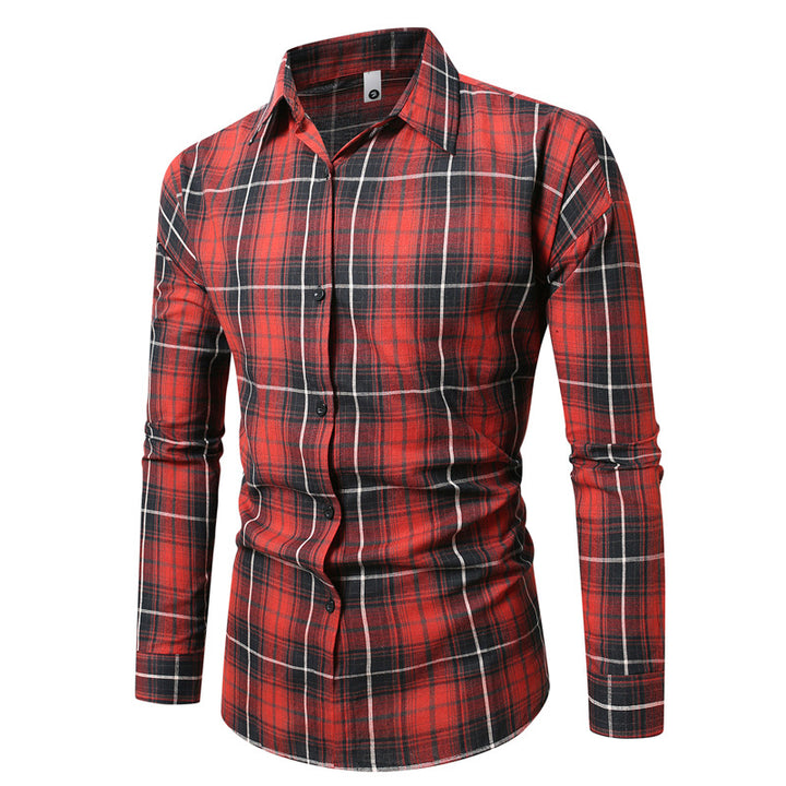 Herren kariertes Langarmhemd aus weichem Flanell Drune