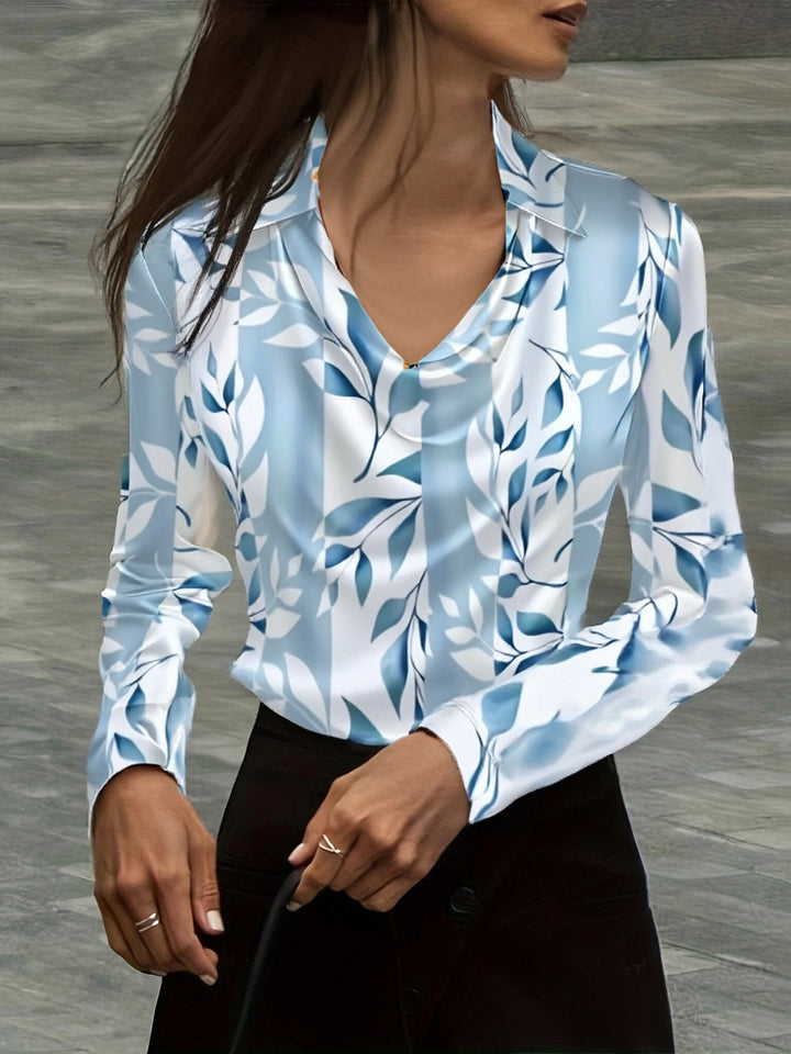 Damen Satinbluse mit Wasserfallkragen und Hemdkragen Drune