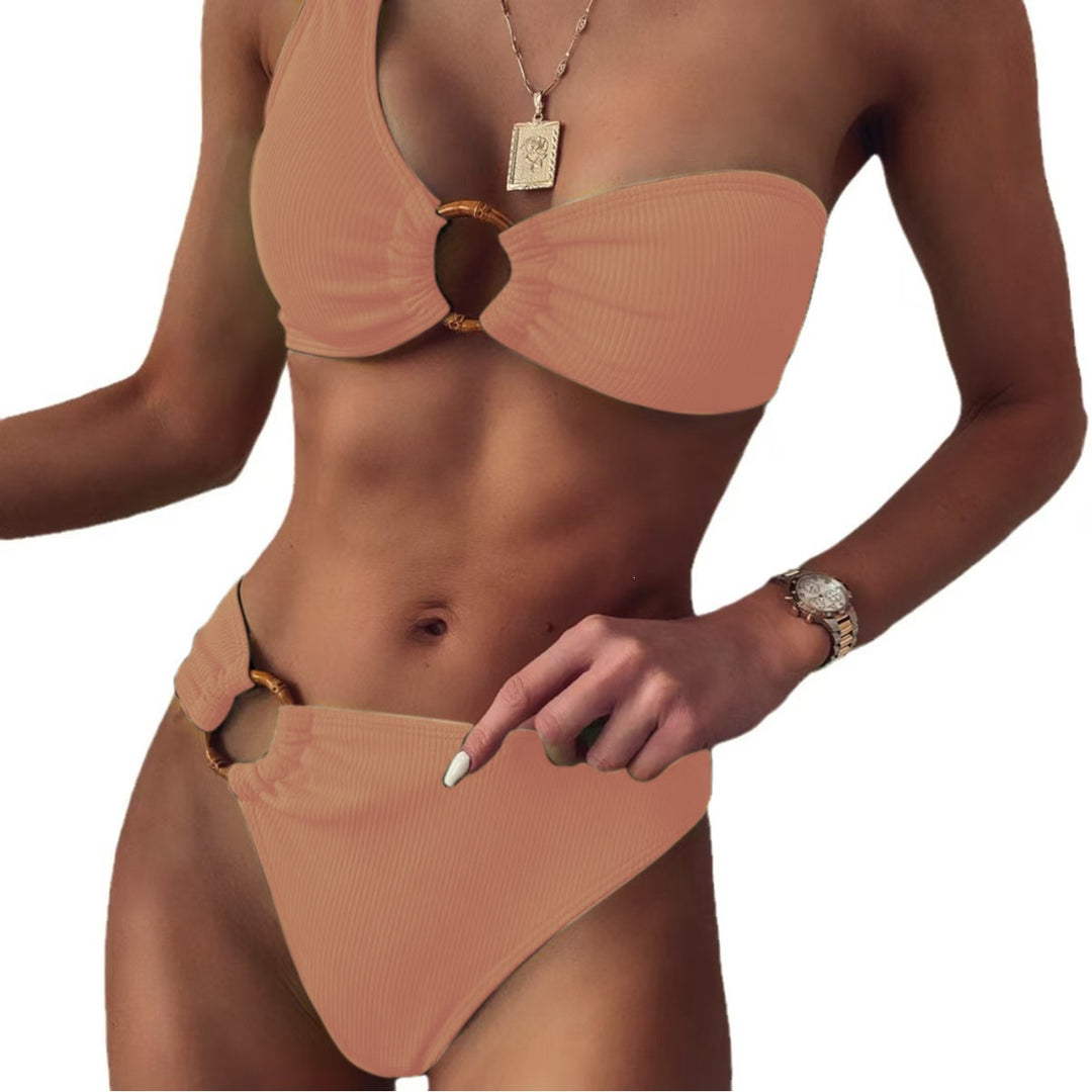 Damen Stilvoller Triangel-Bikini mit goldenen Details Drune