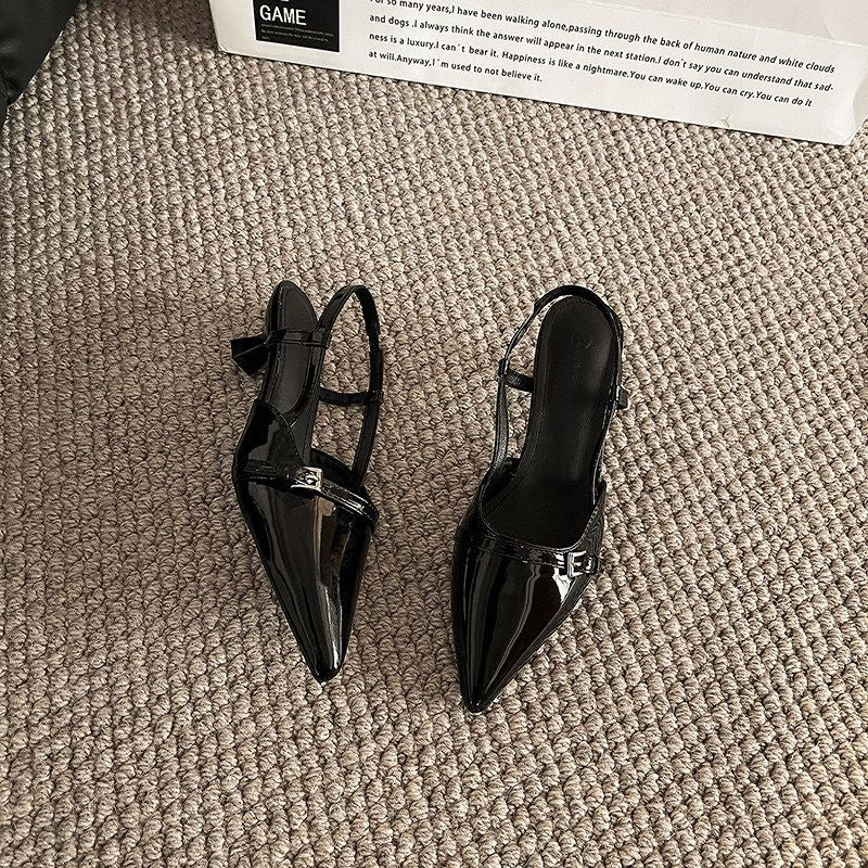 Damen Spitz zulaufende Lack-Pumps mit Slingback, schlanker Silhouette und gepolstertem Komfortfußbett Drune