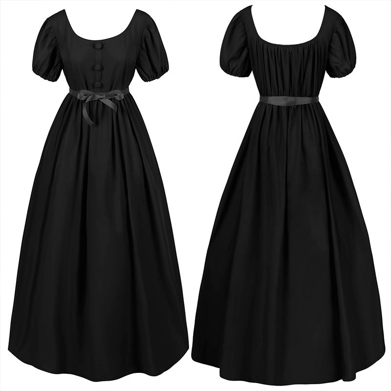 Damen nan romantisches Maxikleid mit Carmen-Ausschnitt, Puffärmeln, tailliertem Mieder und seitlicher Raffung Drune