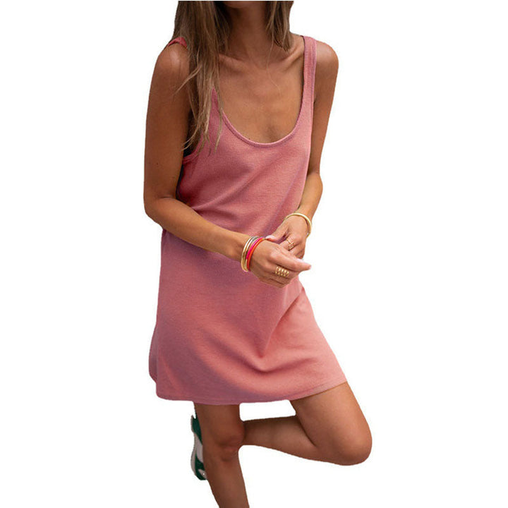 Damen Sommerliches Freizeitkleid mit tiefem Ausschnitt und leichtem Stoff Drune