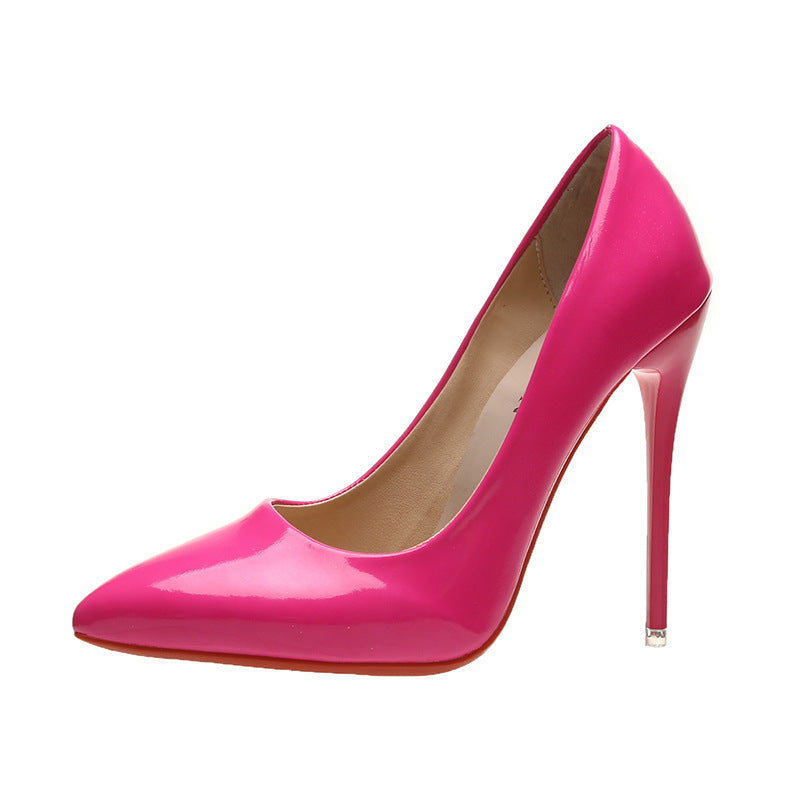 Damen nan elegante Lack-Pumps mit spitzer Zehenpartie hohem Stilettoabsatz und gepolsterter Innensohle Drune