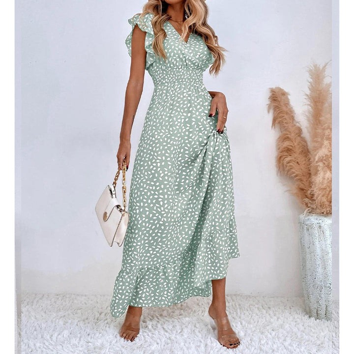 Damen Maxikleid mit lässigen Volantärmeln und elegantem Rüschenabschluss Drune