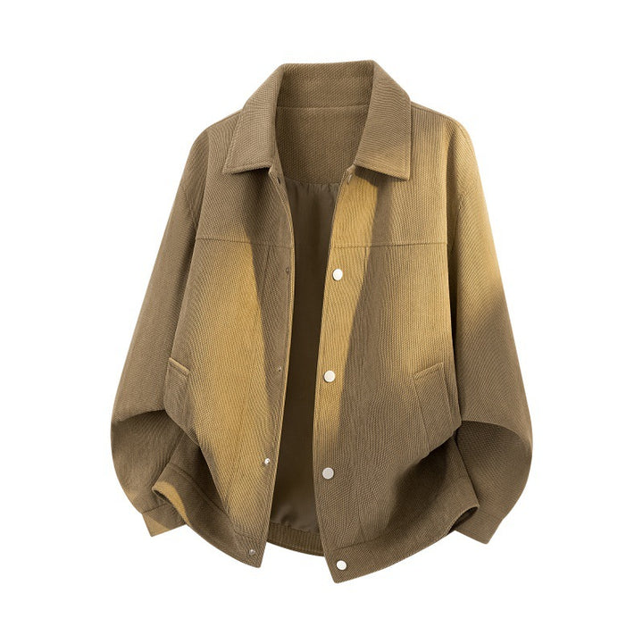 Herren Struktur-Oversized Überhemdjacke mit Wattierung und Druckknöpfen Drune