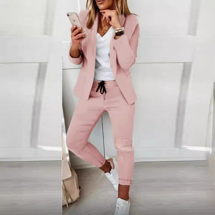 Damen nan zweiteiliges Blazer-Jogger-Set mit tailliertem Blazer und elastischer Bundhose Drune