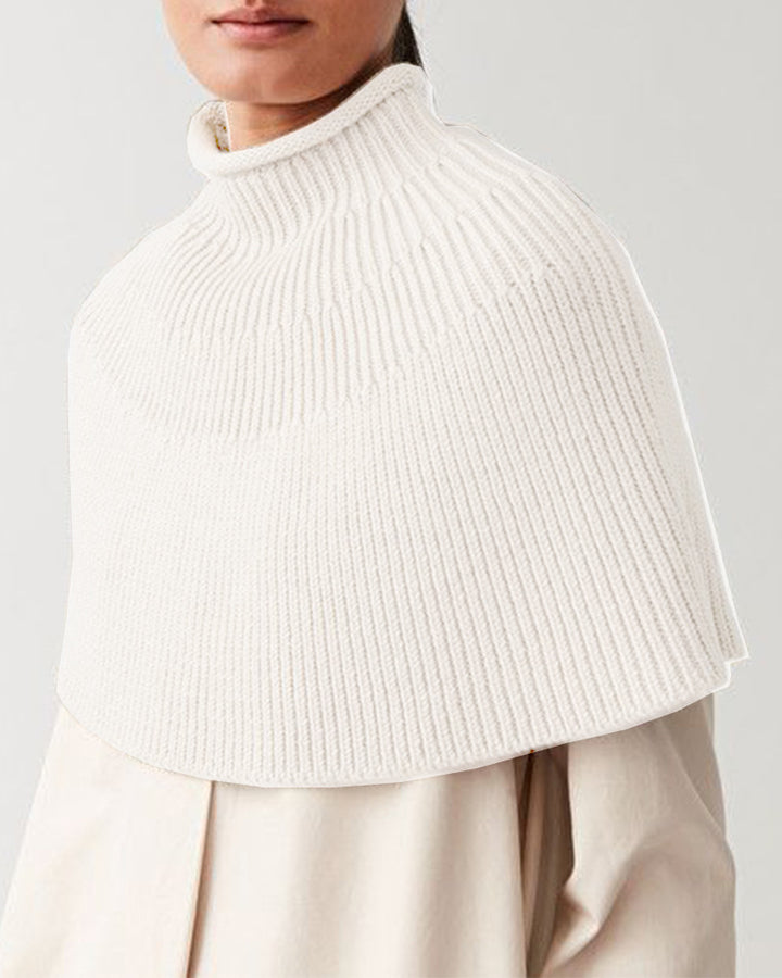 Damen Strick-Cape mit hohem Kragen und feiner Rippstruktur Drune