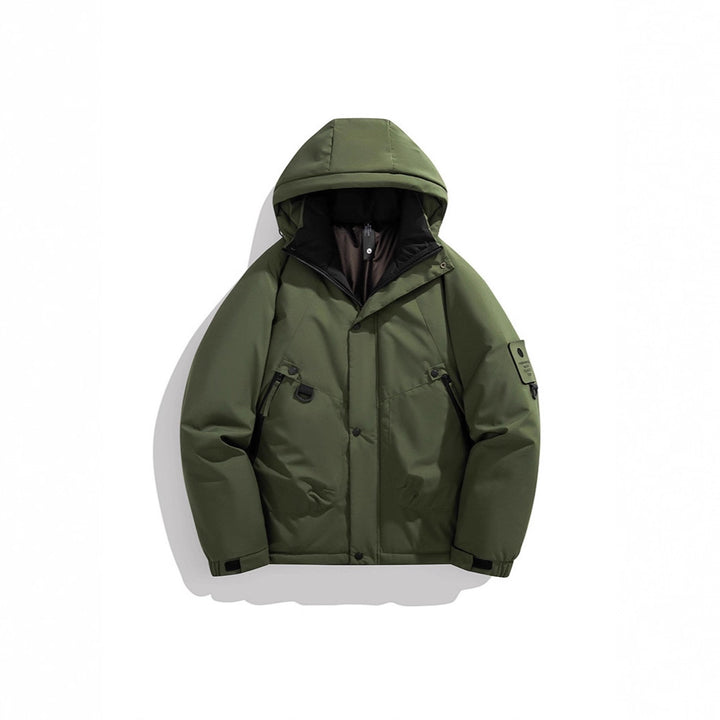 Herren Wattierte Kapuzenjacke im Utility‑Stil mit Multifachtaschen und verstellbarem Saum Drune