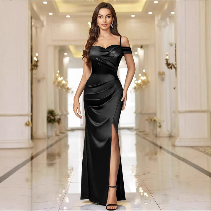 Damen Elegantes Maxikleid mit asymmetrischem Schnitt und Seitenschlitz Drune
