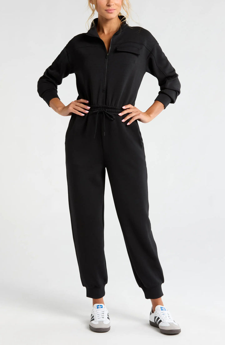 Damen Modischer Jumpsuit mit Stehkragen und Kordelzug
