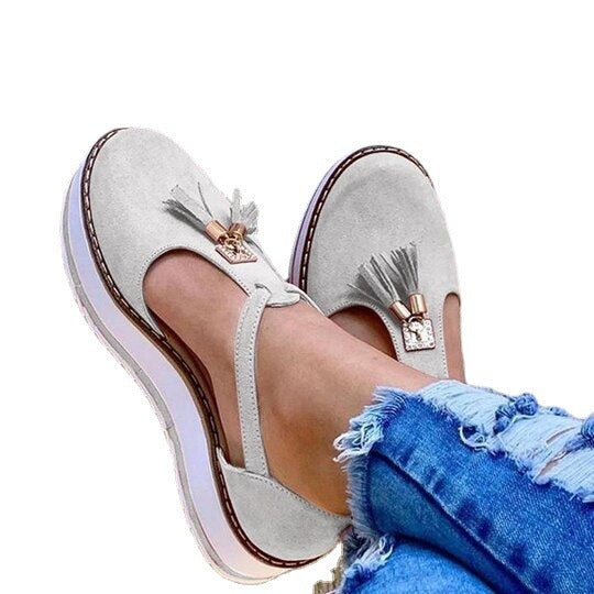 Damen Halbschuhe mit modischen Quasten und rutschfester Sohle Drune