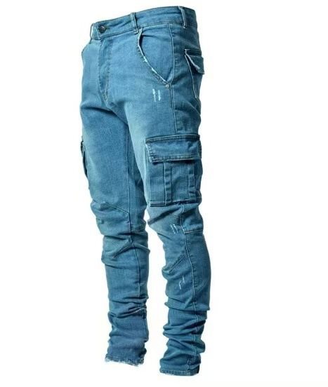 Herren Eng geschnittene Cargo-Jeans mit Stretch und Mehrfach-Taschen Drune