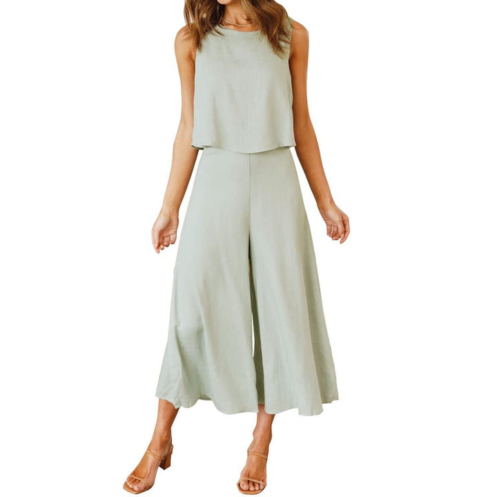 Damen Luftiger Jumpsuit mit schwingendem Bein und ärmellosem Design Drune