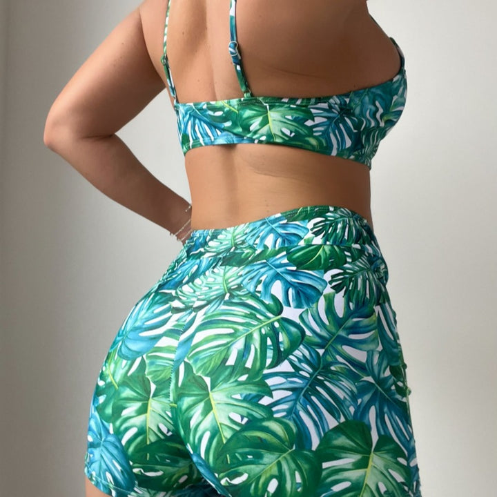 Damen Crop-Top und High-Waist Shorts Set Drune