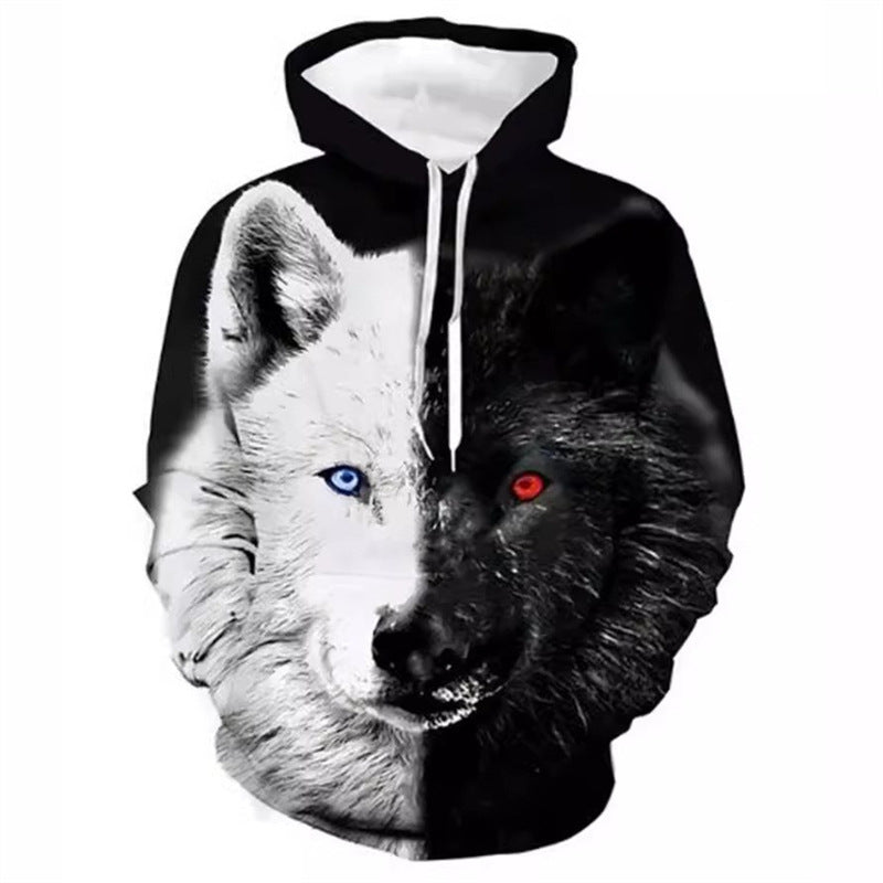 Damen Kreativer Kapuzenpullover mit einzigartigem Wolfsmotiv Drune