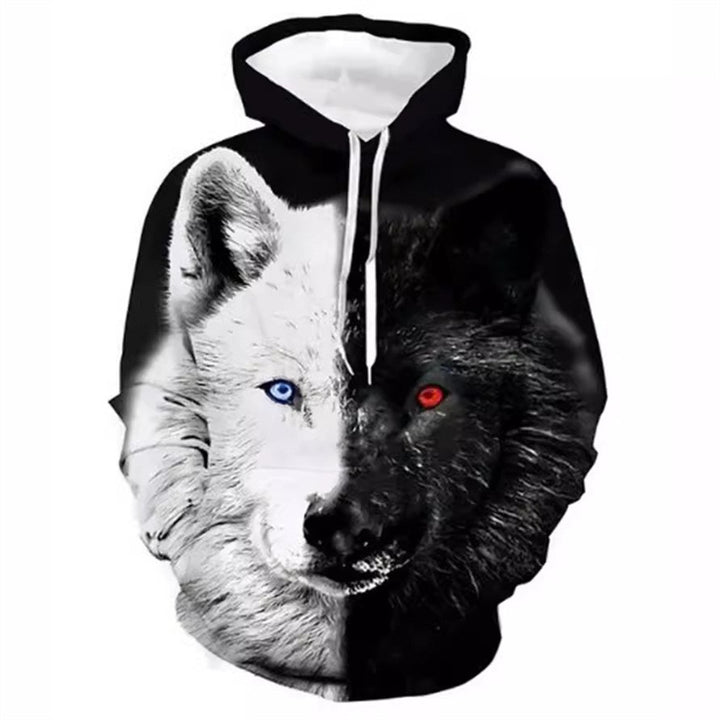 Damen Kreativer Kapuzenpullover mit einzigartigem Wolfsmotiv Drune
