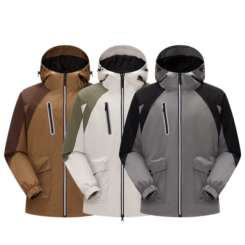 Herren zweilagige technische Regenjacke mit verstellbarer Kapuze und verschweißten Nähten Drune