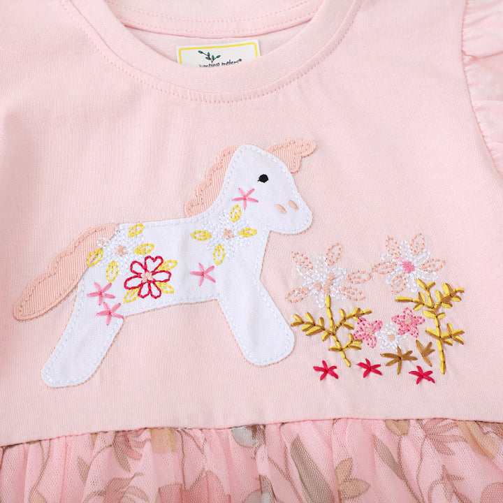 Mädchen Tüllkleid mit floralem Design und zauberhaften Hasenapplikationen Drune