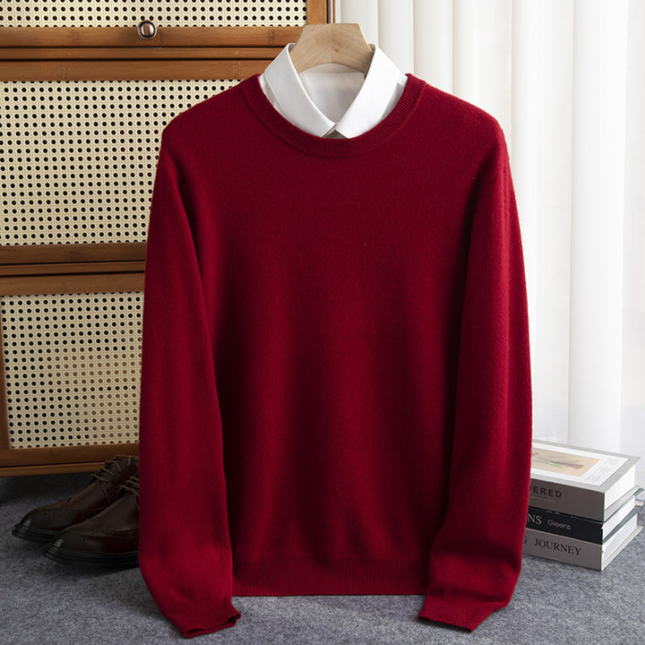 Herren Schlichter Rundhals-Feinstrickpullover kaschmirähnliche Haptik mit gerippten Abschlüssen Drune
