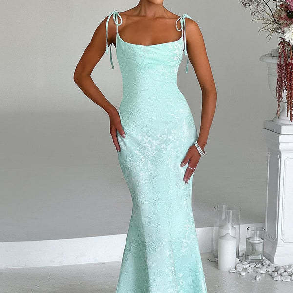 Damen Elegantes Maxikleid mit verführerischen Spaghettiträgern Drune