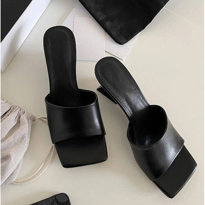 Damen Offene Mules mit elegantem Metallic-Obermaterial und komfortablem Blockabsatz Drune