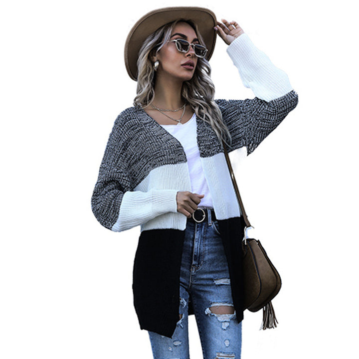 Damen Longline Strickcardigan mit Oversize-Schnitt und Farbblock-Optik Drune