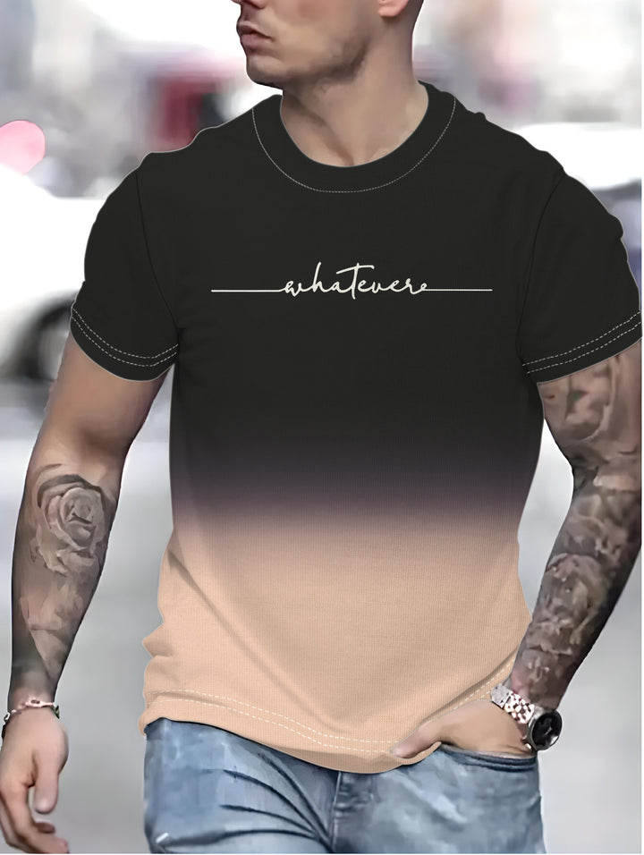 Herren T-Shirt mit kreativem Schriftzug und modernem Farbverlauf Drune