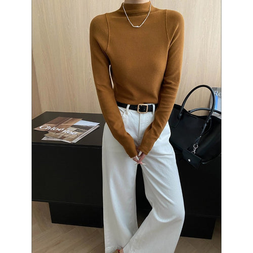 Damen Hochwertiger Rollkragenpullover aus feinem Strick Drune