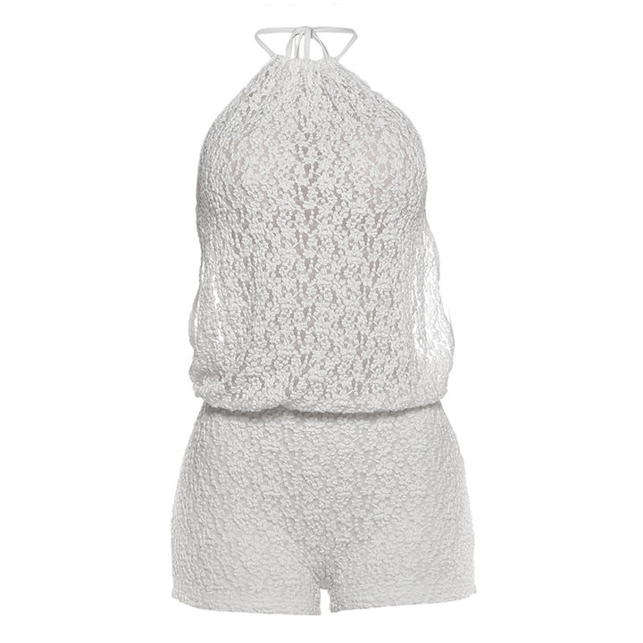 Damen lässiger Strampler aus transparentem Stoff mit floralem Design Drune