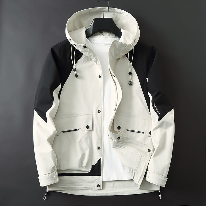 Herren Technische Parka-Jacke im Utility-Stil mit Kapuze, wind- und wasserabweisender Shell Drune