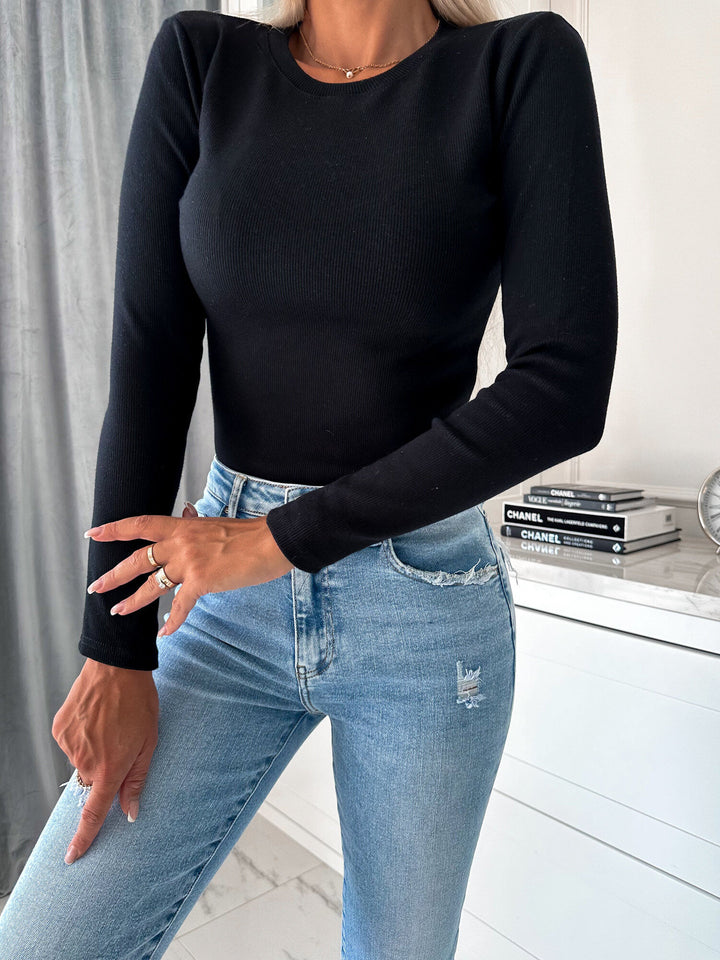 Damen Langarm-Shirt mit strukturierter Oberfläche und figurbetonter Passform Drune