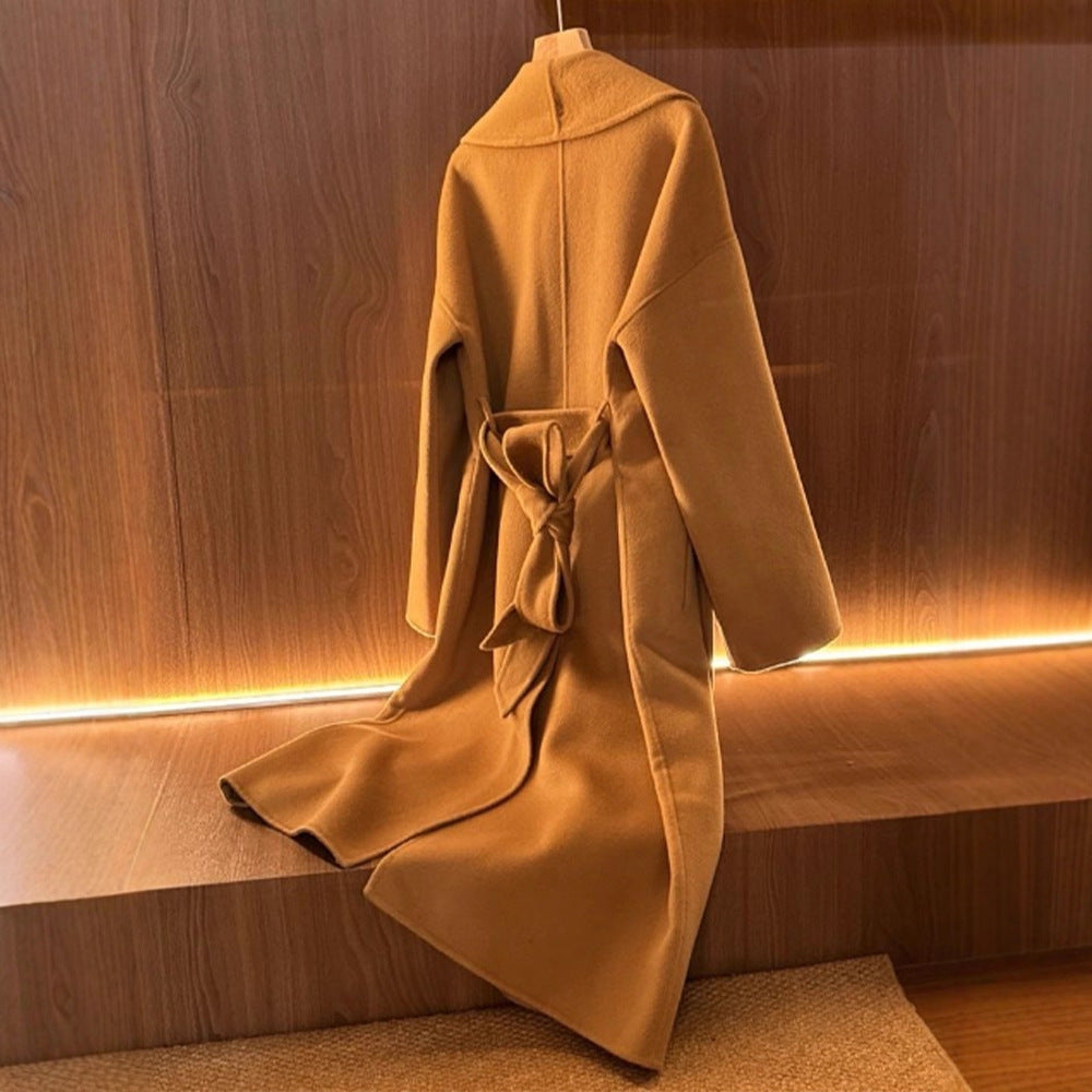 Damen eleganter Mantel mit weichem Kragen Drune
