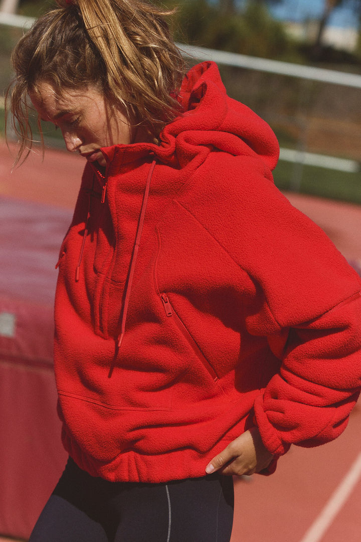 Damen Fleecejacke mit verstellbarem Kapuzenkragen und praktischen Taschen Drune