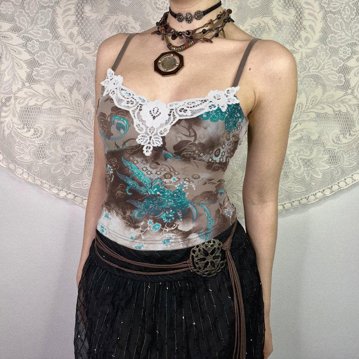 Damen Spitzen-Top mit floralem Design und eleganter Häkelborte Drune