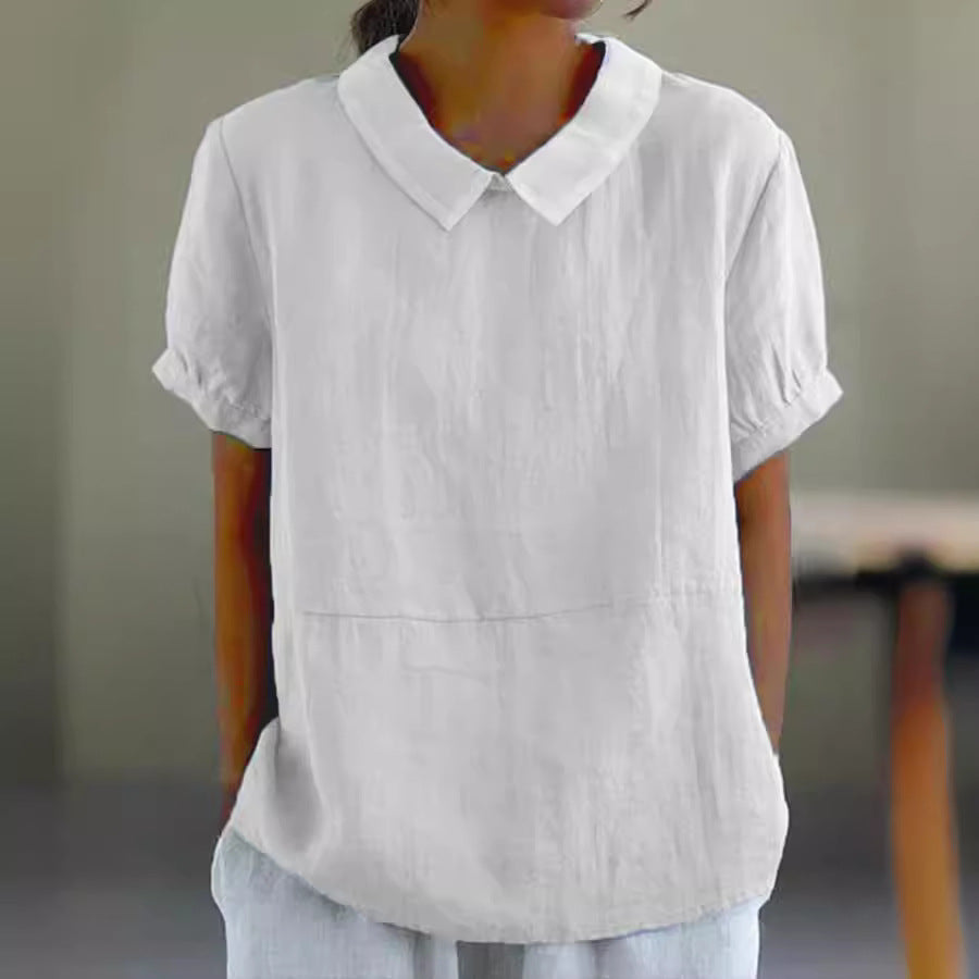 Damen Bio-Leinen Bluse mit Kragen Drune