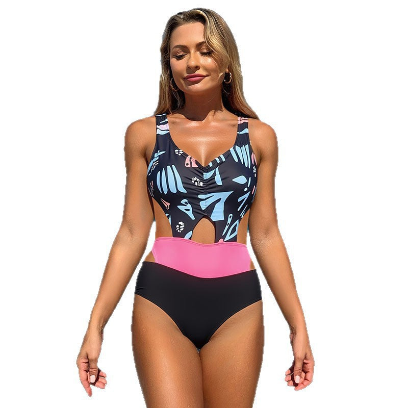 Damen Einteiler Badeanzug mit modernem Cut-Out Design und farbenfrohen Akzenten Drune