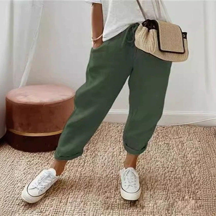 Damen Bequeme und lässige Chino-Hose mit elastischem Bund Drune