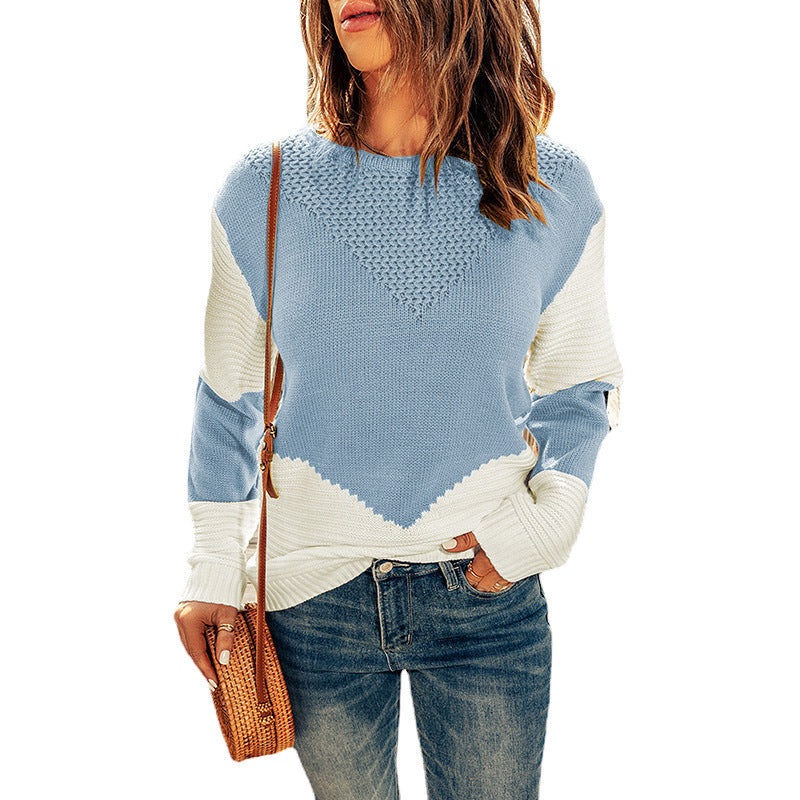 Damen Strickpullover mit modernem Farbblock und strukturiertem Design Drune