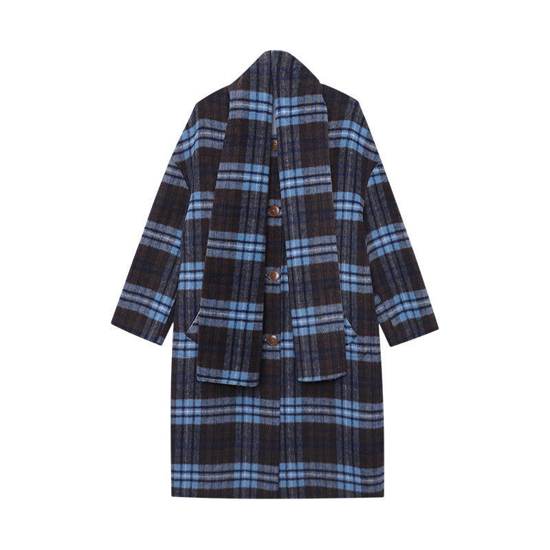 Damen klassische karierte Wolljacke mit durchgehendem Knopfverschluss Drune