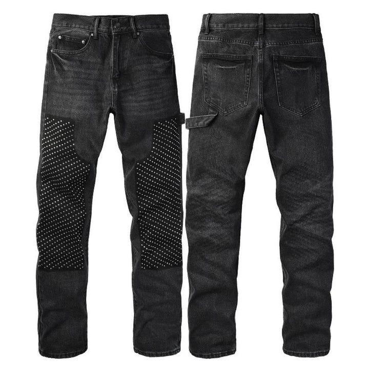 Herren Modische Denim-Hosen mit Kontrast-Patches Drune