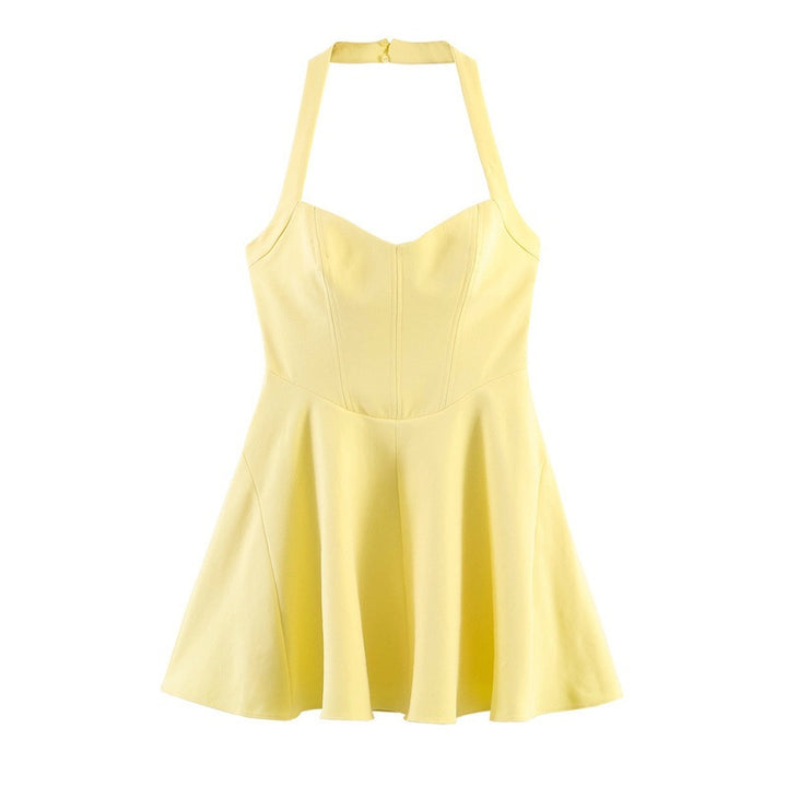Damen Trägerkleid mit figurbetontem Oberteil und schwingendem Rock Drune