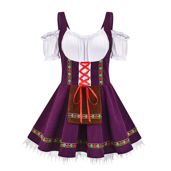Damen nan Trachten-Minikleid mit geschnürtem Korsett, Spitzenunterrock und abnehmbarer Schürze Drune