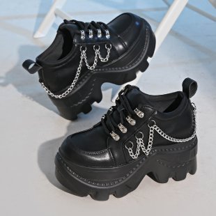 Damen Plateau-Chunky-Sneaker mit Metallketten und ausgeprägter Profilsohle Drune