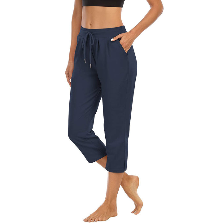 Damen nan komfortable Loungehose mit hohem Bund Tunnelzug Seitentaschen und leichtem Stretch Drune