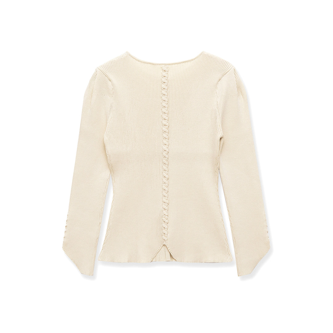 Damen Feinstrick-Cardigan mit durchgehender Knopfleiste, taillierter Rippenstruktur und geschwungenem Saum Drune