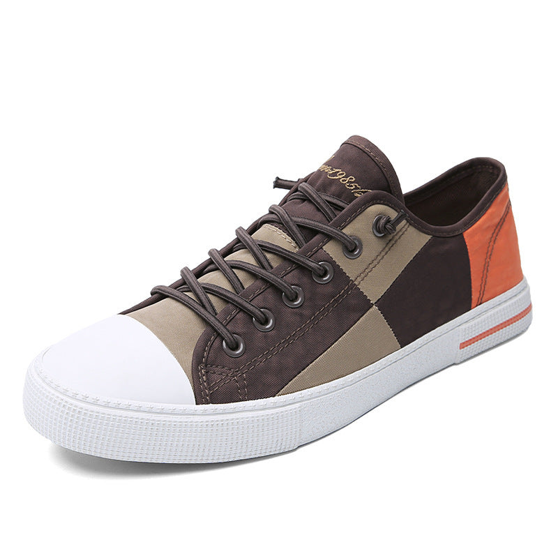 Herren Lässige Low‑Top Canvas‑Sneaker mit geometrischem Colorblock‑Design und verstärkter Zehenkappe Drune