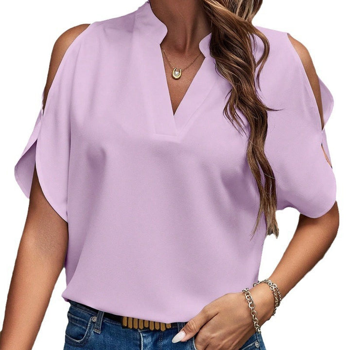 Damen Bluse mit offenen Schultern und elegantem Stehkragen Drune