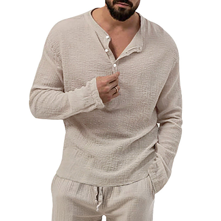 Herren Langarmshirt mit Knopfleiste Drune