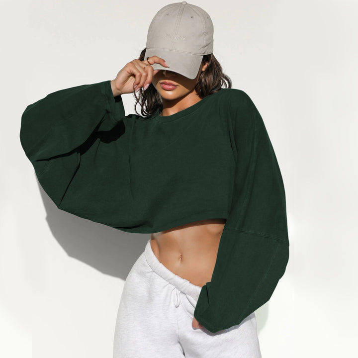 Damen lässiger Crop-Pullover Drune