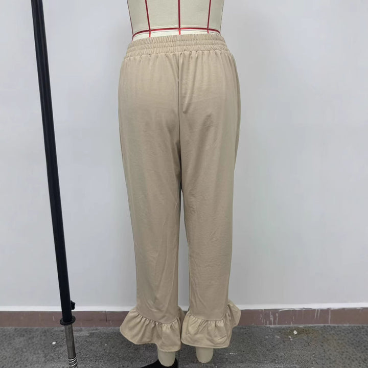 Damen Freizeithose mit Rüschenabschlüssen Drune